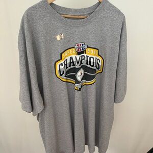 2000s Gray Steelers Super Bowl XL Champions T-Shirt, authentication sticker